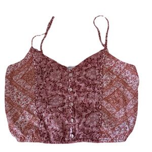 American Eagle Dusty Rose Patchwork Button-Front Cami